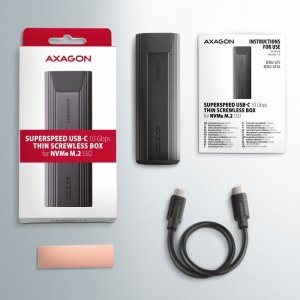 Kieszeń Axagon Obudowa zewnętrzna aluminiowa bezśrubowa EEM2-GTS, USB-C 3.2 GEN 2 M.2 NVMe SSD 10