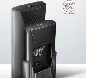 Kieszeń Axagon Obudowa zewnętrzna aluminiowa bezśrubowa EEM2-GTSA, USB-C 3.2 GEN 2 M.2 NVMe SSD 3