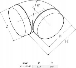 AWENTA Kolano kanału KO125-23 okrągłego 90 stopni fi125mm białe 3