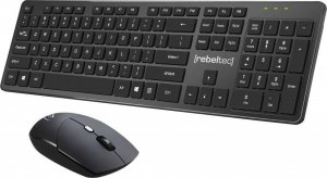 Klawiatura + mysz Rebeltec Zestaw bezprzewodowy klawiatura + mysz MAXIM 2,4GHz, zasięg 10m nano odbiornik USB 104 klawisze QWERTY 3