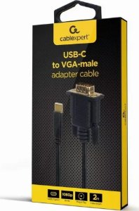 Kabel USB Gembird USB-C - D-Sub (VGA) 2 m Czarny (A-CM-VGAM-01) 2