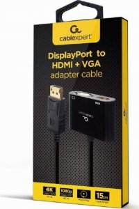Adapter AV Gembird GEMBIRD Adapter Display port męski do HDMI + VGA żeński 2