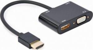 Adapter AV Gembird HDMI - HDMI + D-Sub (VGA) + Jack 3.5mm czarny (A-HDMIM-HDMIFVGAF-01) 1