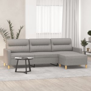 vidaXL vidaXL 3-osobowa sofa z podnóżkiem, jasnoszary, 210 cm, tkaniną 1