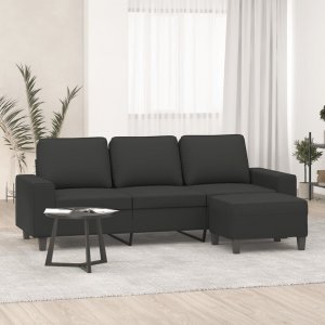 vidaXL vidaXL 3-os. sofa z podnóżkiem, ciemnoszara, 180 cm, obita mikrofibrą 1