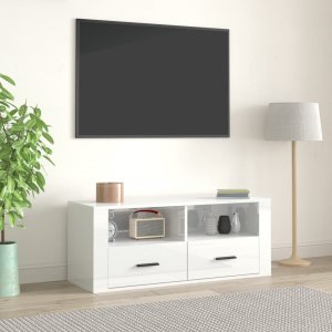 vidaXL vidaXL Szafka pod TV, wysoki połysk, biała, 100x35x40 cm 1