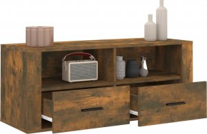 vidaXL Szafka pod telewizor, przydymiony dąb, 100x35x40 cm 5