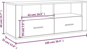 vidaXL Szafka pod telewizor, przydymiony dąb, 100x35x40 cm 10