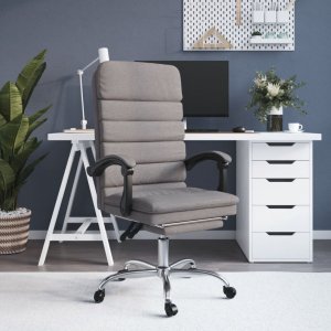 Krzesło biurowe vidaXL vidaXL Rozkładany fotel masujący, taupe, obity tkaniną 1