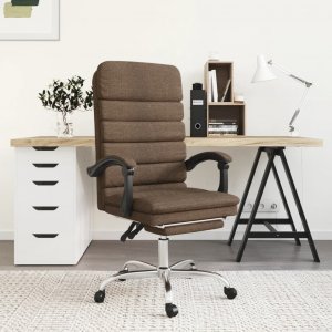 Krzesło biurowe vidaXL vidaXL Rozkładane, masujące krzesło biurowe, brązowe, obite tkaniną 1