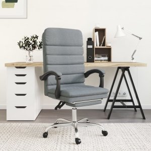 Krzesło biurowe vidaXL vidaXL Rozkładany fotel masujący, jasnoszary, obity tkaniną 1