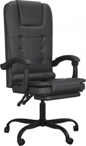 Krzesło biurowe vidaXL vidaXL Rozkładane, masujące krzesło biurowe, czarne, sztuczna skóra 2