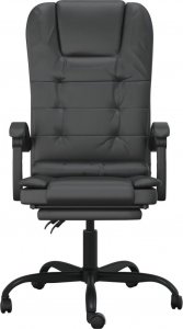 Krzesło biurowe vidaXL vidaXL Rozkładane, masujące krzesło biurowe, czarne, sztuczna skóra 3