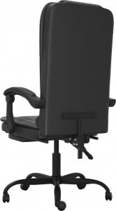 Krzesło biurowe vidaXL vidaXL Rozkładane, masujące krzesło biurowe, czarne, sztuczna skóra 5