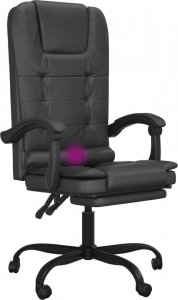 Krzesło biurowe vidaXL vidaXL Rozkładane, masujące krzesło biurowe, czarne, sztuczna skóra 9