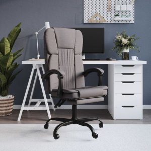 Krzesło biurowe vidaXL vidaXL Rozkładany fotel biurowy, kolor taupe, obity tkaniną 1