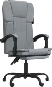 Krzesło biurowe vidaXL Rozkładany fotel biurowy, jasnoszary, obity tkaniną 2