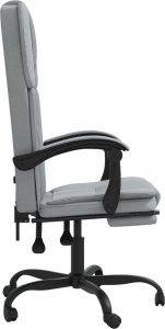 Krzesło biurowe vidaXL Rozkładany fotel biurowy, jasnoszary, obity tkaniną 4