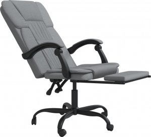 Krzesło biurowe vidaXL Rozkładany fotel biurowy, jasnoszary, obity tkaniną 6