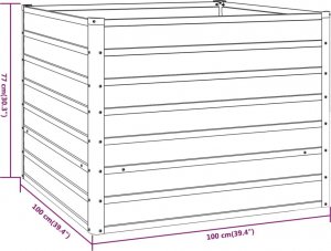 vidaXL Donica ogrodowa, szara, 100x100x77 cm, stal kortenowska 6