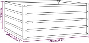 vidaXL vidaXL Donica ogrodowa, szara, 100x100x45 cm, stal kortenowska 6