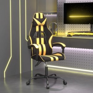 Fotel vidaXL vidaXL Obrotowy fotel gamingowy, czarno-złoty, sztuczna skóra 1