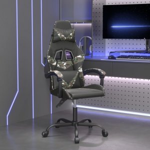 Fotel vidaXL vidaXL Obrotowy fotel gamingowy, czarny i moro, sztuczna skóra 1