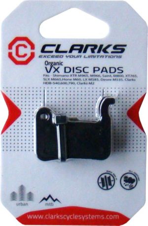 Clarks Okładziny hamulcowe SHIMANO (XTR M965, M966, Saint M800, XT 765, SLX M665, Hone M60, LX M585, Deore M535) organiczne pudełko 20 par 1