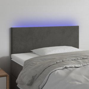 vidaXL vidaXL Zagłówek do łóżka z LED, ciemnoszary, 80x5x78/88 cm, aksamit 1