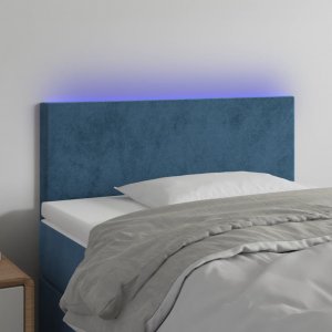 vidaXL vidaXL Zagłówek do łóżka z LED, ciemnoniebieski 80x5x78/88 cm, aksamit 1