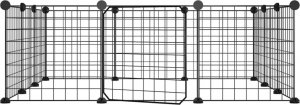 vidaXL Klatka dla zwierząt z bramką, 12 paneli, czarna, 35x35 cm, stal 3