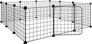 vidaXL Klatka dla zwierząt z bramką, 12 paneli, czarna, 35x35 cm, stal 4