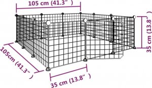 vidaXL Klatka dla zwierząt z bramką, 12 paneli, czarna, 35x35 cm, stal 8