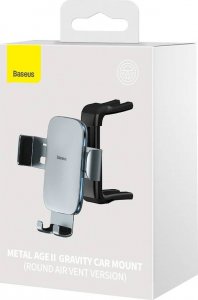 Baseus Uchwyt samochodowy grawitacyjny Baseus Metal Age II do okrągłej kratki (szary) 22