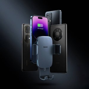 Baseus Uchwyt samochodowy grawitacyjny Baseus Metal Age II do okrągłej kratki (czarny) 6