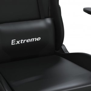 Fotel vidaXL Masujący fotel gamingowy z podnóżkiem, czarny, sztuczna skóra 9