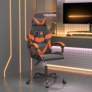 Fotel vidaXL Obrotowy fotel gamingowy, czarno-pomarańczowy, sztuczna skóra 1