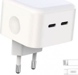 Ładowarka XO XO ładowarka sieciowa L102 PD 35W 2x USB-C biała + kabel USB-C - Lightning 1