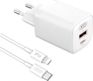 Ładowarka XO XO ładowarka sieciowa L96 PD 30W QC 3.0 18W 1x USB 1x USB-C biała + kabel USB-C - Lightning 1