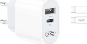 Ładowarka XO XO ładowarka sieciowa L97 1x USB 1x USB-C 2,4A biała + kabel USB-C - USB-C 1
