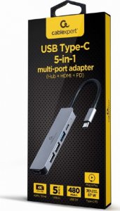 Stacja/replikator Gembird 5w1 USB-C (A-CM-COMBO5-03) 2