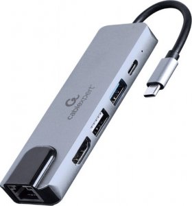 Stacja/replikator Gembird 5w1 USB-C (A-CM-COMBO5-04) 1