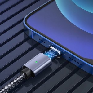 Kabel USB Topk USB-A - USB-C 1 m Czarno-srebrny (AM45) 4