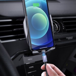 Kabel USB Topk USB-A - USB-C 1 m Czarno-srebrny (AM45) 6