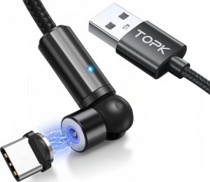 Kabel USB Topk USB-A - USB-C 1 m Czarny (AM68) 1