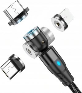 Kabel USB Topk USB-A - USB-C + microUSB + Lightning 1 m Czarny (D30142110310) 1