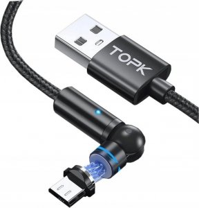 Kabel USB Topk USB-A - microUSB 1 m Czarny (AM68) 1