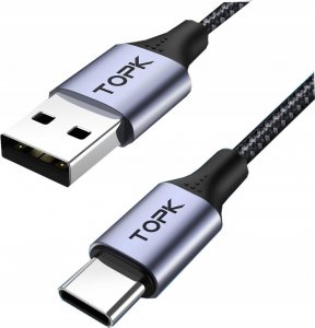 Kabel USB Topk USB-C - USB-A 1 m Fioletowy (AN10) 1