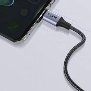 Kabel USB Topk USB-C - USB-A 1 m Fioletowy (AN10) 4