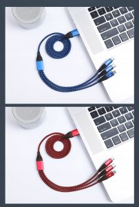 Kabel USB Topk Kabel 3w1 Micro USB / USB C / iPhone Ładowarka 5